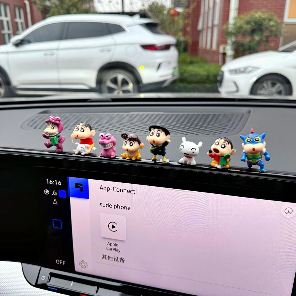 8Pcs/Set Crayon Shin-chan Funny Pose Figure Car Decoration Ornaments Cartoon Model Ornaments Auto Interior Accessories #467870