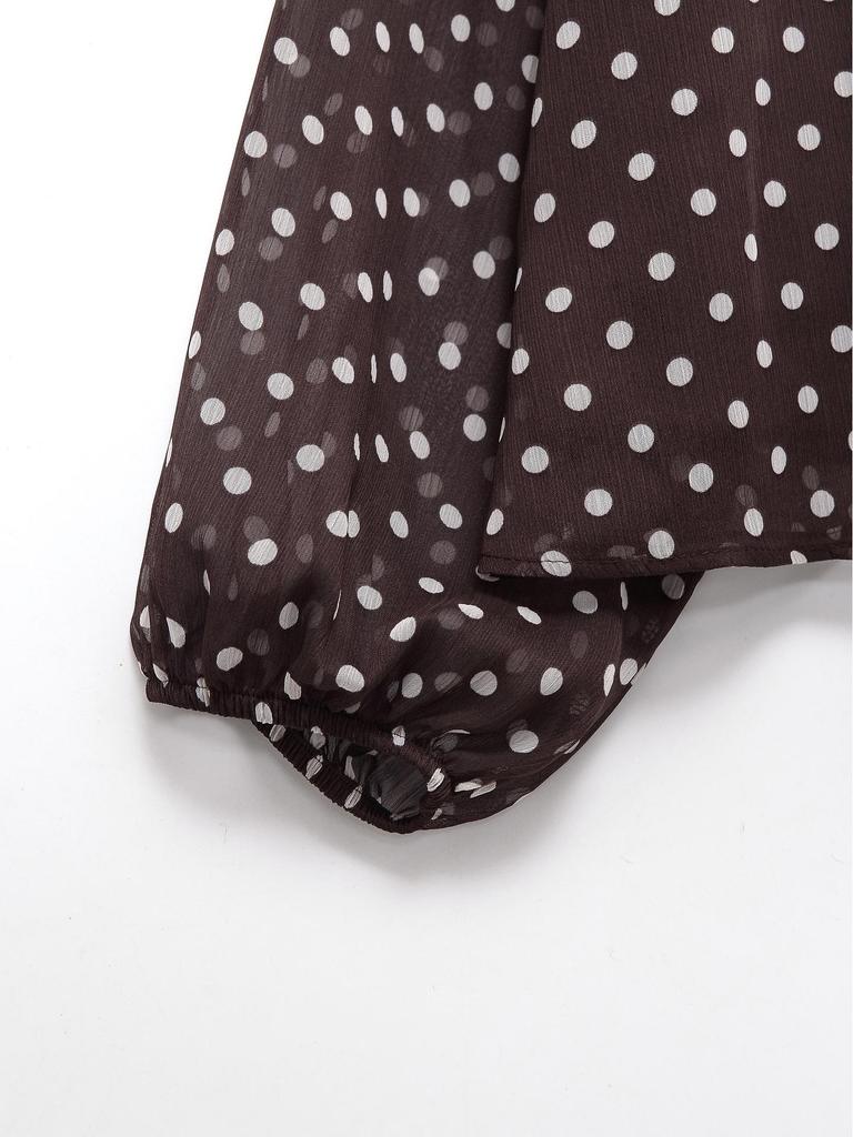 Camicia da donna a maniche lunghe con pois e fiocco Autunno 2025