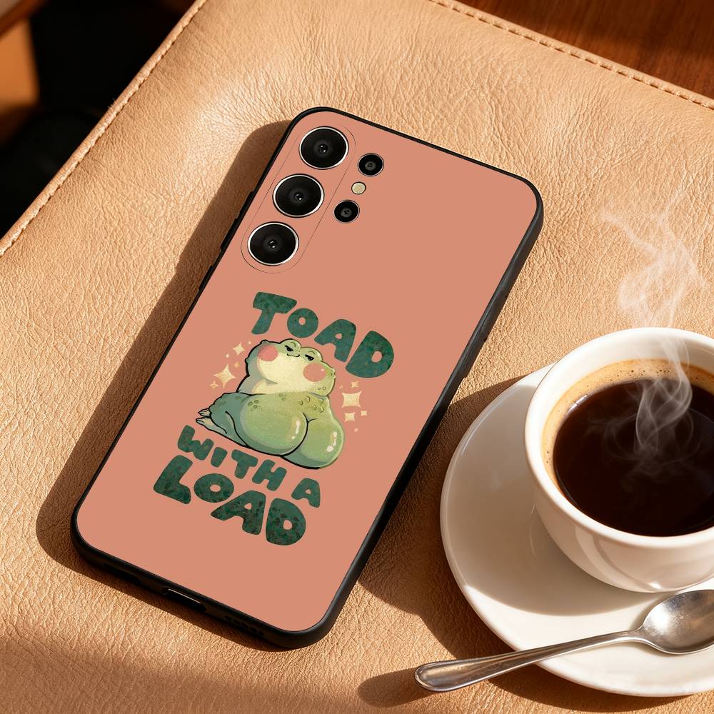 T-The Frog C-Cute Phone Case For Samsung S26,S25,24,23,22,30,21,10,9,Ultra,Plus,Lite,Black Soft Case