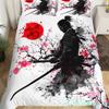 Japanese Samurai Bedding Set Full Size Cherry Blossoms Comforter Cover Red Sun Hokusai Duvet Cover Fuji Mountain Quilt Cover
