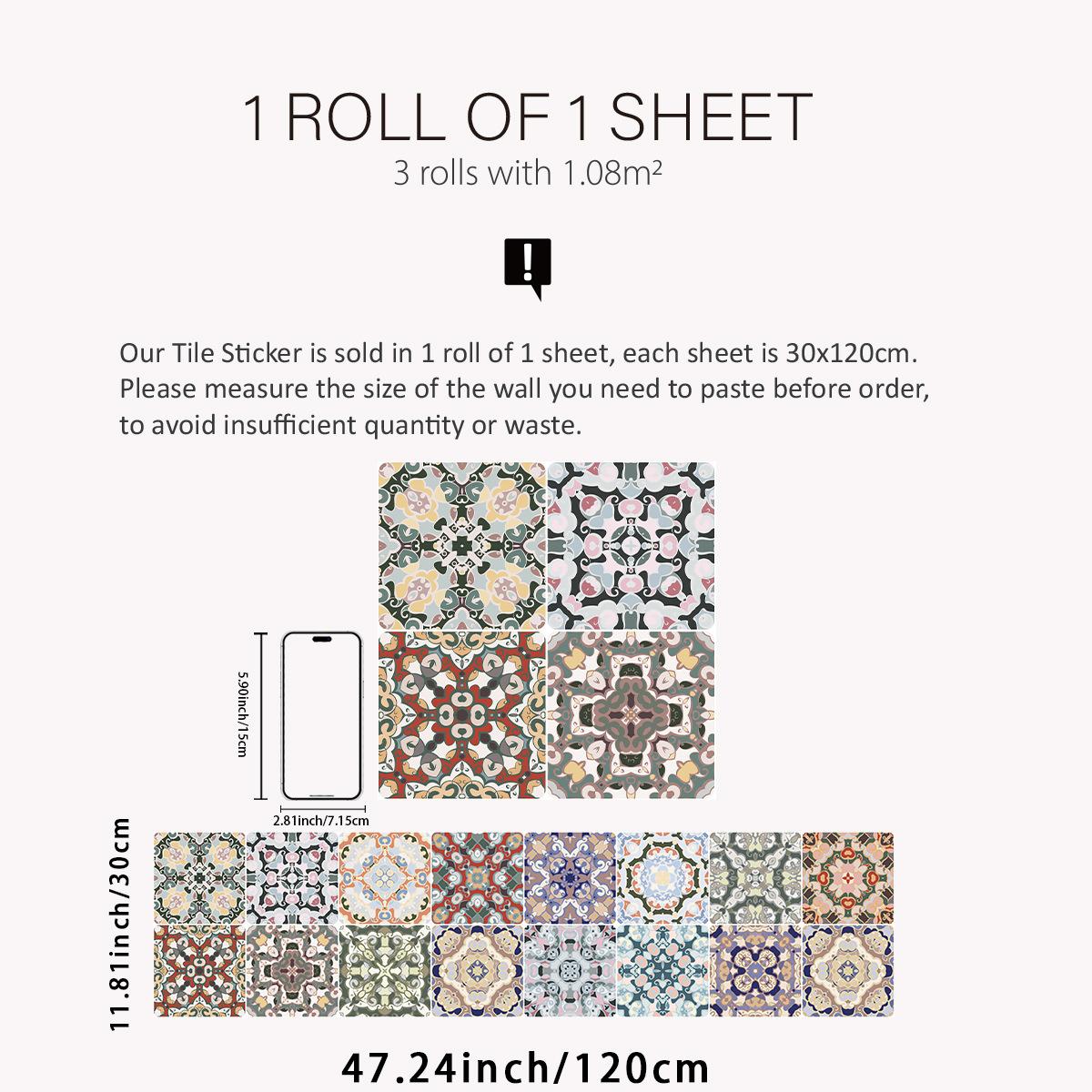 

Богемный ветер плитка кухонная наклейка водонепроницаемая и влагостойкая наклейка на стену для кухни и ванной комнаты утолщенный ПВХ самоклеящаяся без остатков клея Dumb film 30x120cm * 1 roll