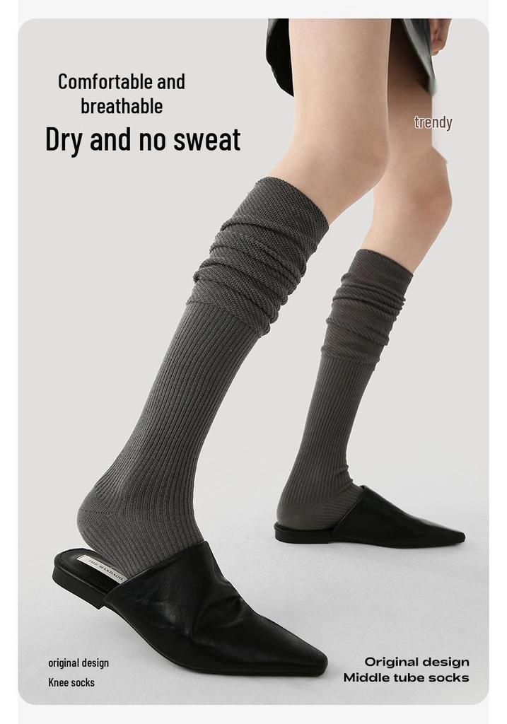 Renaissance Women's Thigh-High Slouch Socks - Boneless, Solid Color, Versatile Cotton for Autumn & Winter