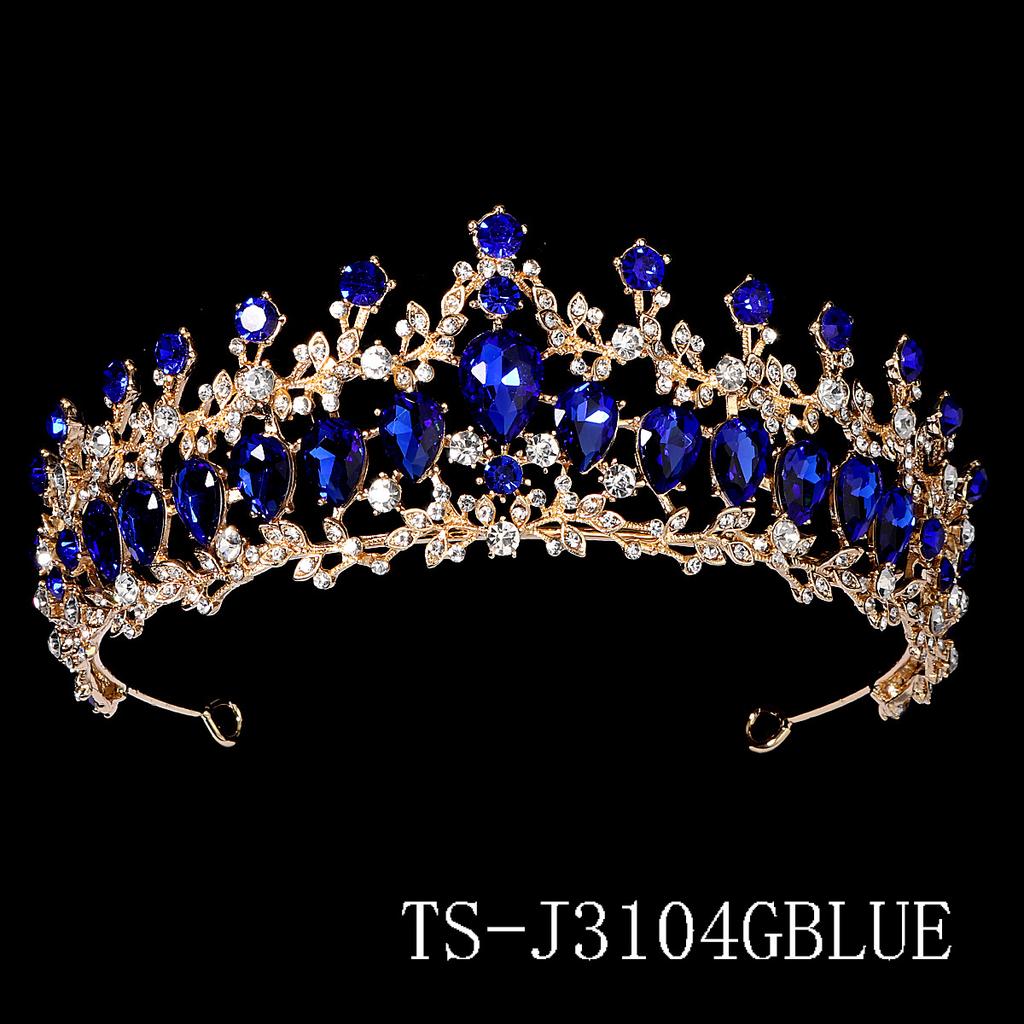 Green Red Blue Clear Rhinestone Crown Crystal Tiaras Crown for Queens Hair Jewelry Diadema for Queens