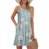 Ladies Fashion Beach Vest Casual Summer Pocket Straps Retro, Floral Dress