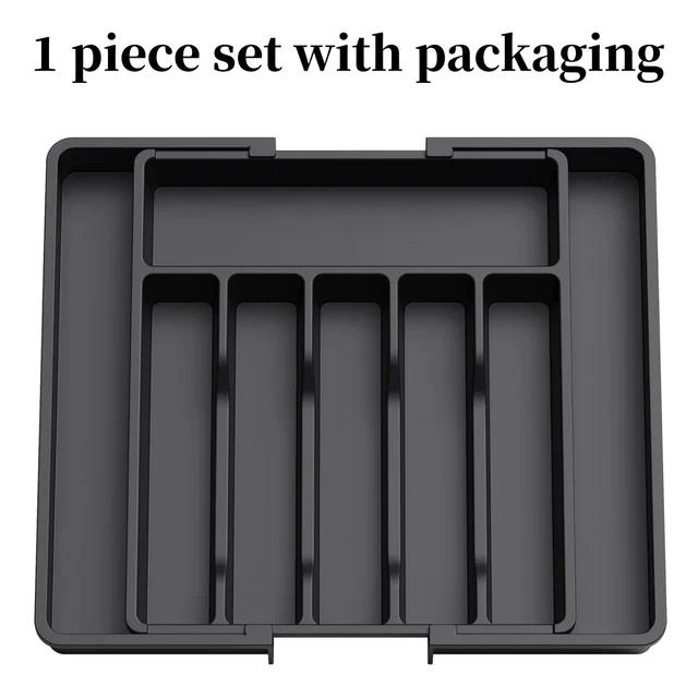 Silverware Drawer Organizer Expandable Utensil Tray for Kitchen Adjustable Flatware and Cutlery Holder Black Cutlery Organiser