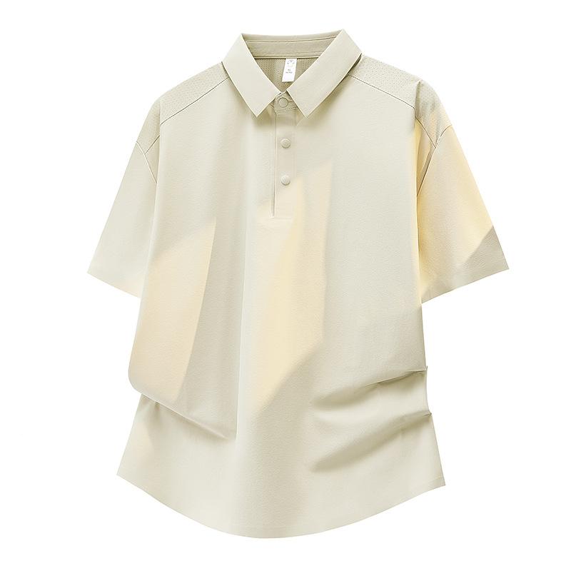 Polo shirt men's ice silk nylon high-end seamless business casual ice-feel lapel men's short-sleeved T-shirt quick-drying