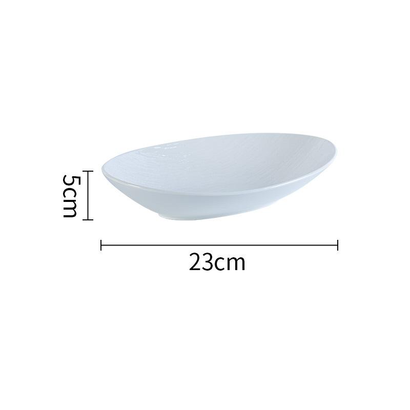 Simple Large Oval Soup Plate, Pure White Ceramic Tableware, Home Hotel Deep Dish, Steamed Fish Plate, Quicksand Deep Dish