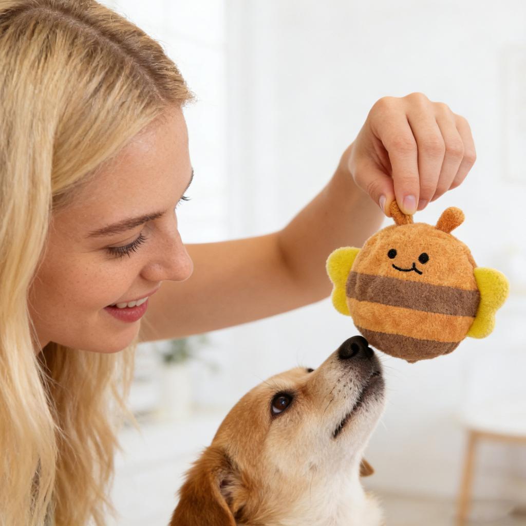 Plush Spiky Ball Dog Toy, Interactive Dog Toys, Jumping Squeaky Chew Toy Ball With Soft Sturdy Fabric For Small Medium Large Dogs Puppy Teething Toys