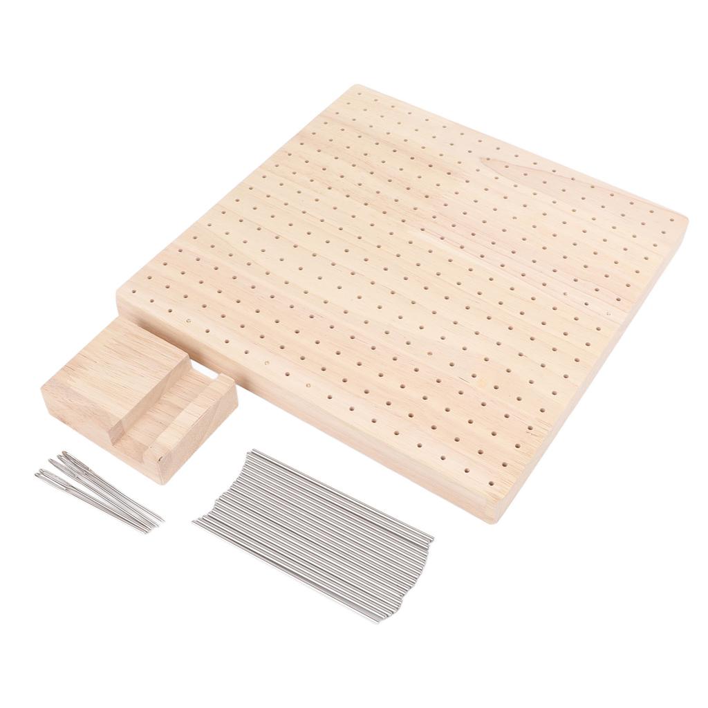 9.3in Rubber Wooden Crochet Blocking Board Crochet Accessories with 20pcs Steel Pins Stand for Knitting Crochet Projects
