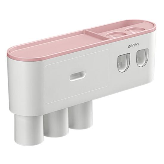 Toothbrush Holder Space Saving Cup Upside Down Punch-free Toothbrush Holder Stand with Mouthwash Cup for Home