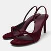 Sandalias de Tacón Fino con Diseño de Terciopelo para Mujer Sexy Punta Abierta Tira Cruzada Tacones Altos para Damas Correa Trasera Elegantes Zapatos de Banquete Boda