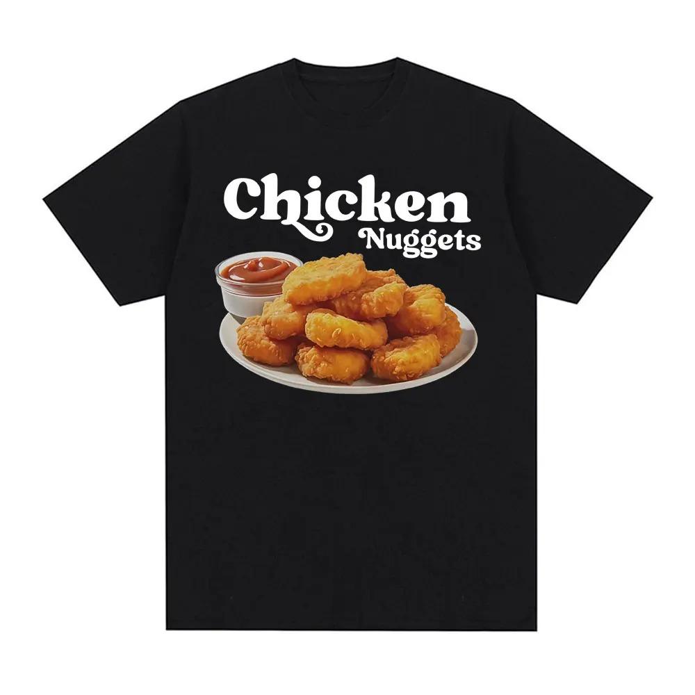 Chicken Chunks Retro Funny Food Pure Cotton Printed Unisexs and Womens Personalized Round Neck Short Sleeved New Loose Tshirt