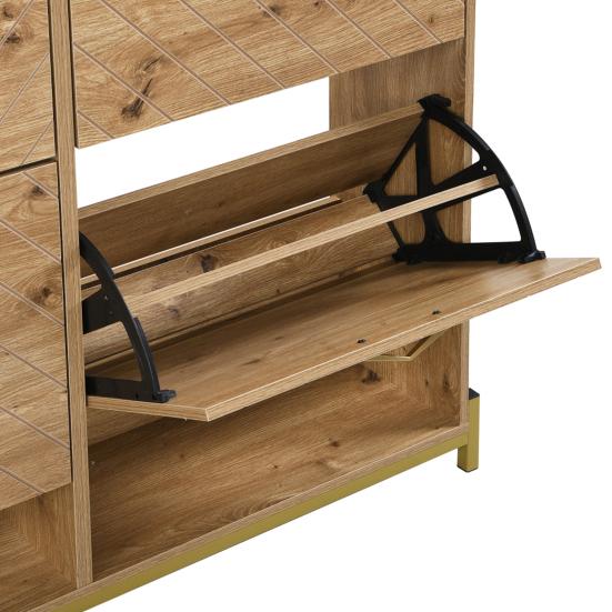Modern Shoe Rack in Wood Look, 4-Door Shoe Cabinet, Space-Saving Shoe Cabinet for Entrance Areas, Hallways, or Corridors, Sturdy and