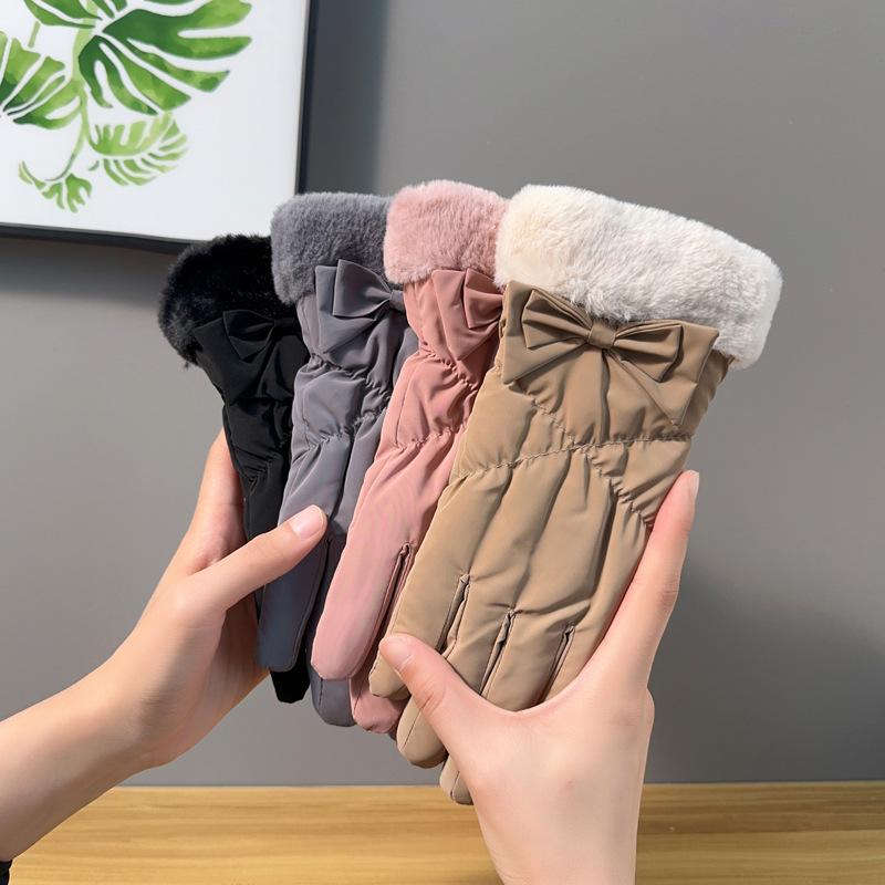 Gloves women autumn and winter velvet thermal cotton driving touch screen
