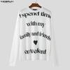 INCERUN Men Round Neck Long Sleeve Letter Print Casual Loose T-shirts Tops