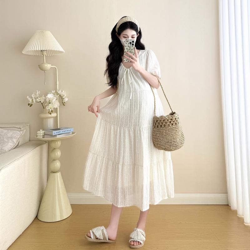 2026 Summer Korean Style Slimming Jacquard Dress with Drawstring Medium