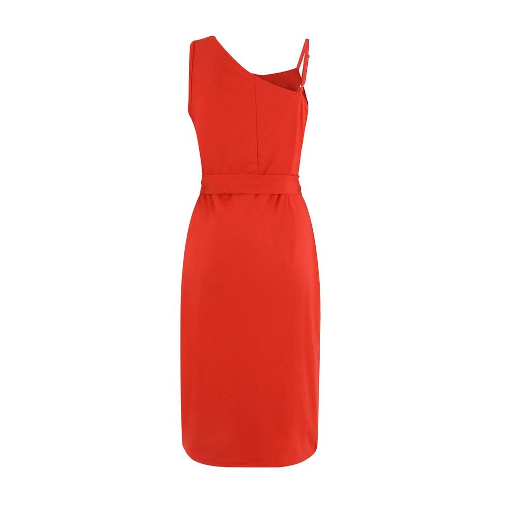 Women's Sexy Dress Low-cut One-shoulder Sequin Belt Adjustable Buckle Evening Dress