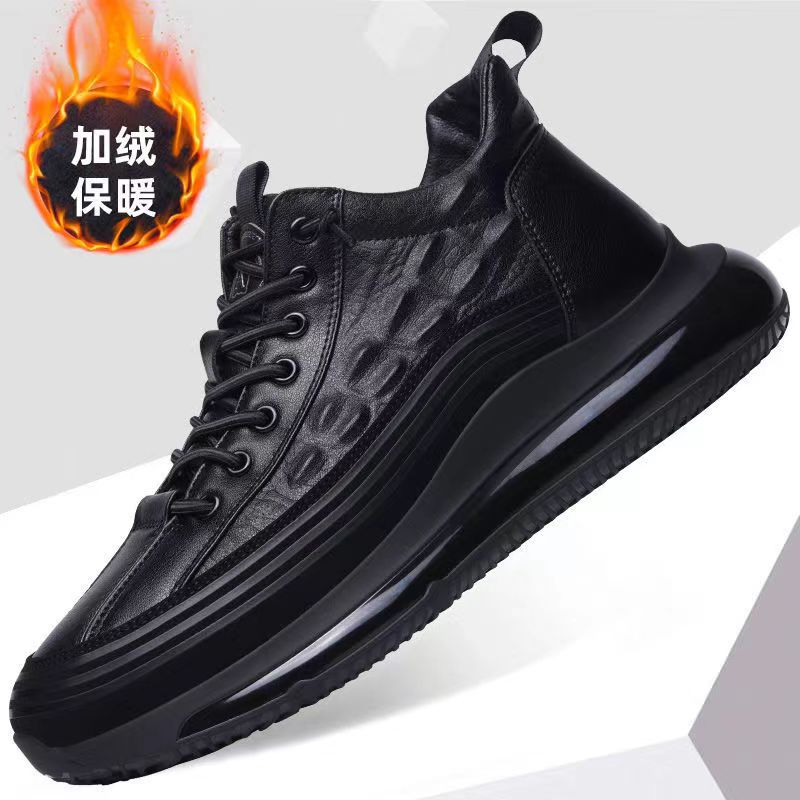 Spring New Crocodile Pattern Leather Shoes Casual Sports Shoes Men's Versatile Breathable Internet Celebrity Tide Shoes Douyin Same Style