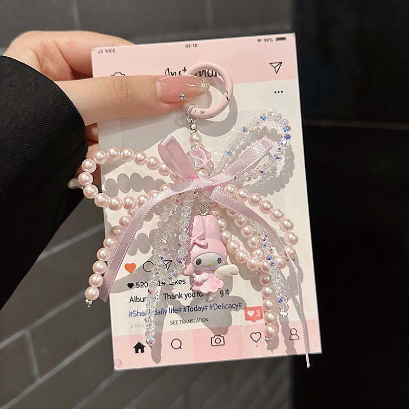 

Sanrio Милая Серия Мультяшных Персонажей Милый Брелок с Цепочкой из Бусин и Маленьким Бантиком, Подвеска для Сумки