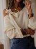 Klassischer einfarbiger figurbetonter Strickpullover mit Gürtel für Damen Herbst Winter Neuheiten Langarm