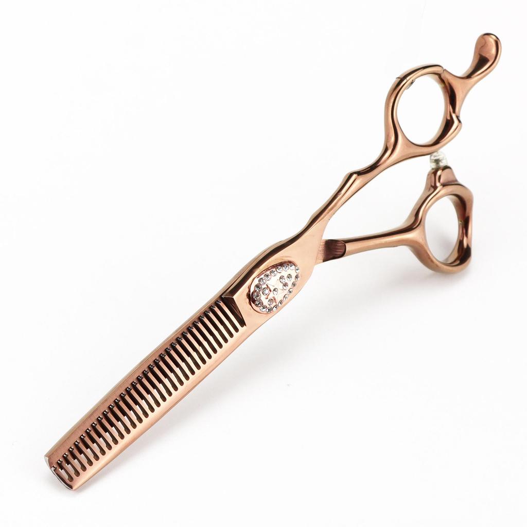 FBS-01 Bronze Gold Hairdressing Scissors Set - Straight, Serrated, Thinning Shears for Salon Use.