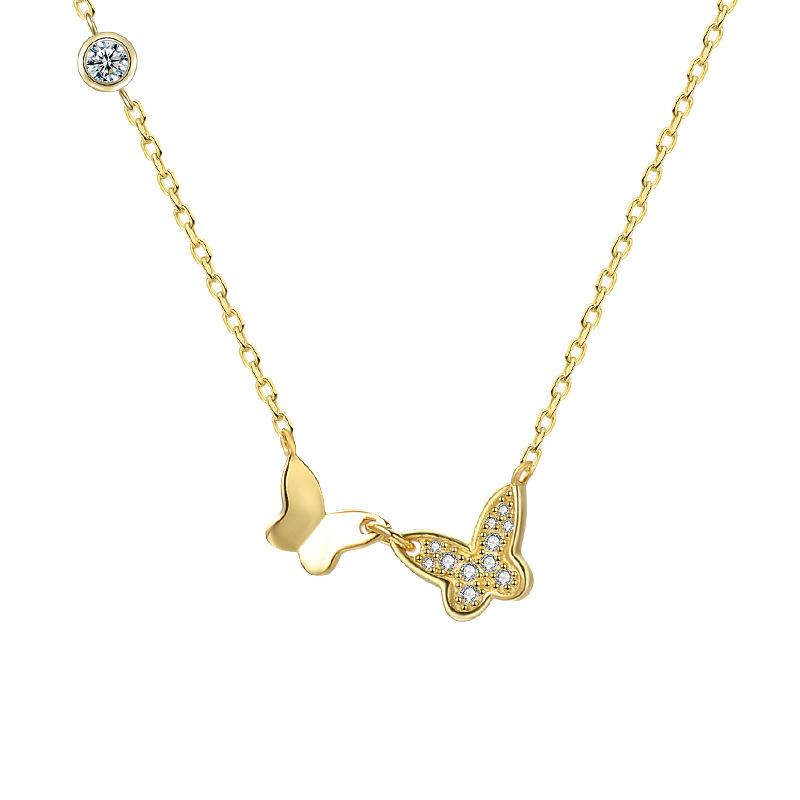 Lekki luksusowy styl naszyjnik motyl seria leśna delikatny cyrkoniowy łańcuszek jako prezent dla dziewczyny nowy styl