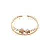 Zircon Flower Geometric Open Bangle: Elegant Retro Bracelet for Women