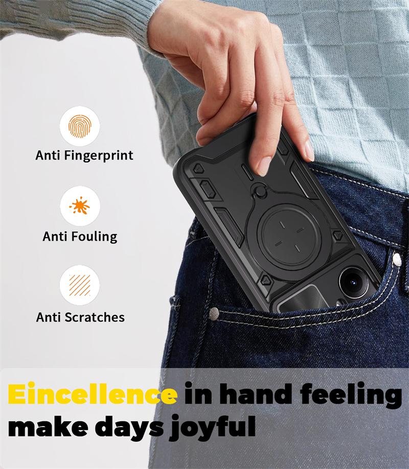For Poco F7 5G Case Armor Slide Camera Lens Protector Back Cover For Xiaomi Poco F7 F 7 PocoF7 Ring Stand Shockproof Funda Coque