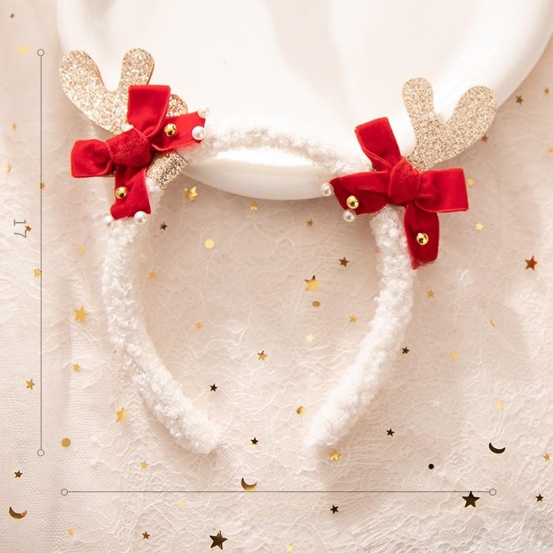 Christmas Deer Headband With Glitter Antlers For Holiday Party Decor And Celebrations