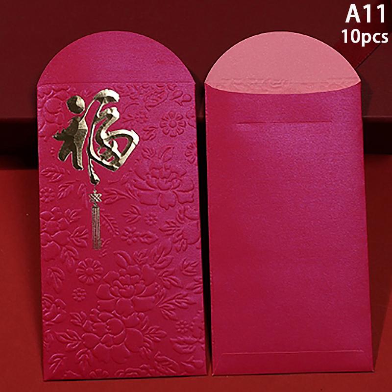 10Pcshappy Birthday Red Envelope Hot Stamping Creative Red Pocket Red Pocket For Lucky Money Birthday Wedding Red Gift Envelopes