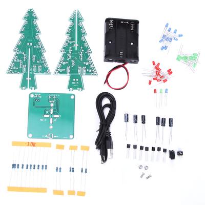 Kit Circuit Electronic DIY Pom de Crăciun 3D Pom de Crăciun Stereo cu LED Decor de Sărbători 3 Culori