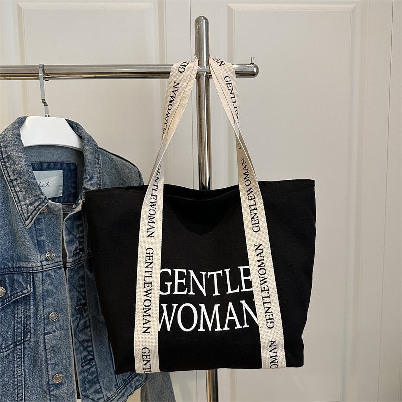 Large Capacity Canvas Tote Bag - Fashionable Japanese Korean Style, Single Shoulder, Handheld.