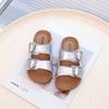 Girls' Flat-bottomed Slippers Summer Wear 2025 New Children's Casual Cool Slippers Medium and Older Children's Fashion One-word Slippers