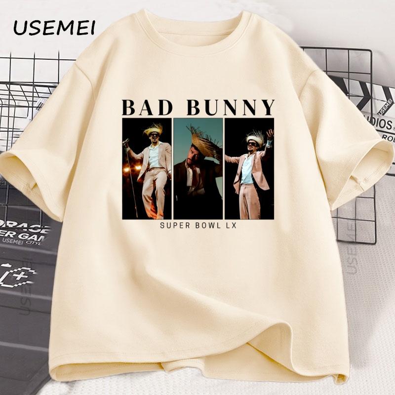 Bad Bunny Super Bowl Graphic Tee Shirts Short Sleeve Cotton T Shirt Unisex Women Cotton New Tshirt Women Printed Street Wear