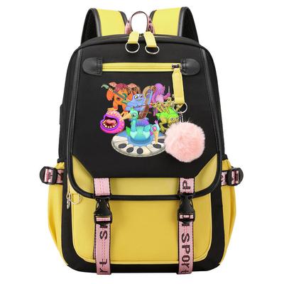 Large Capacity Schoolbag with Shoulder Strap; Student Three-piece Pencil Case Set