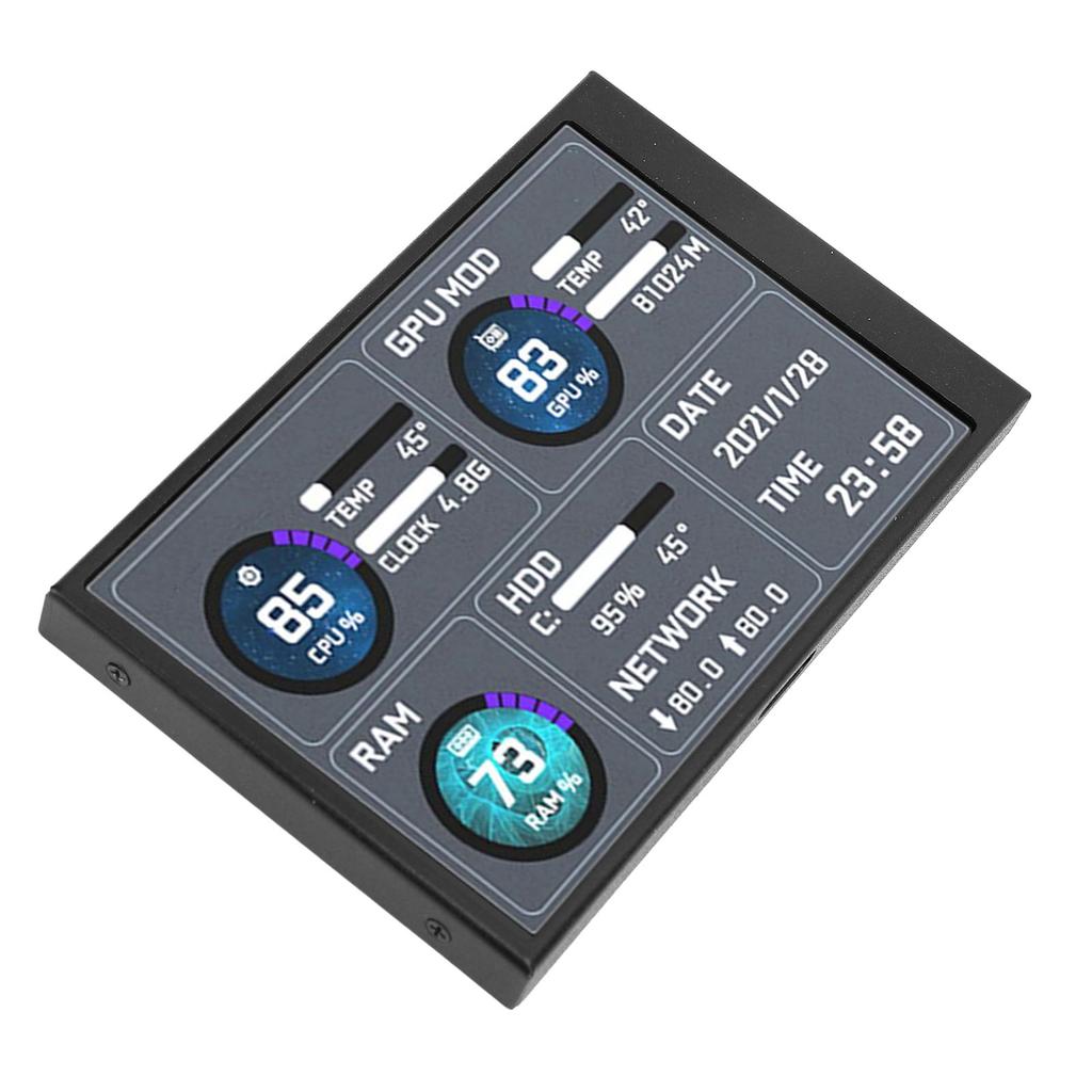 3.5inch IPS Secondary Screen USB C Computer Temperature Display Sub Screen Computer Temp Screen