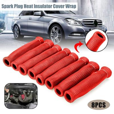 8Pcs High Temperature Resistance Glass Fiber Spark Plug Wire Sheath Car Spark Plug Wire
