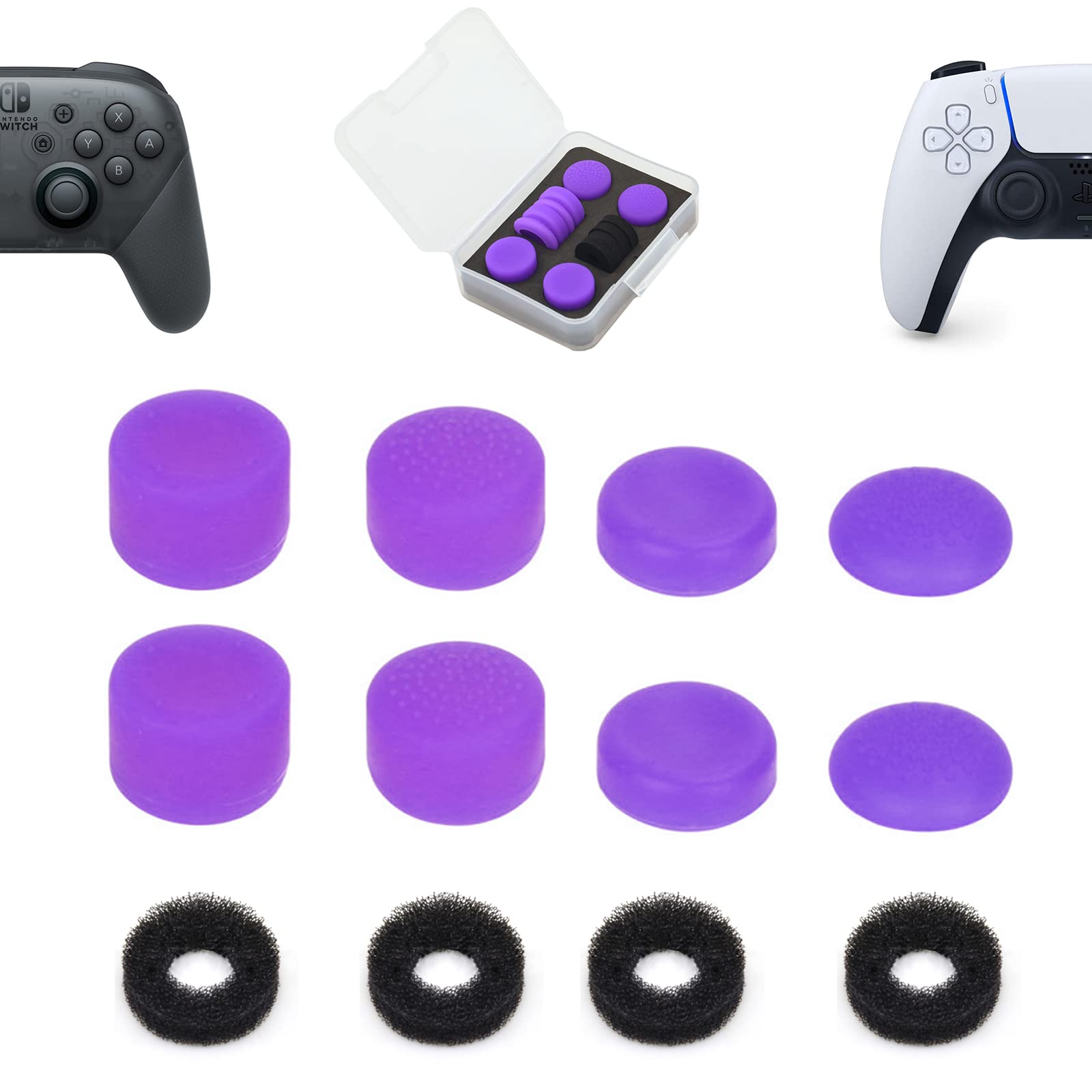 

ShiMa Owl Compatible with Freak Switch Pro Controller Freak Controller Stick Cover Assist Ring with Storage Case Stick Assist Purple Set PS5/4 (4