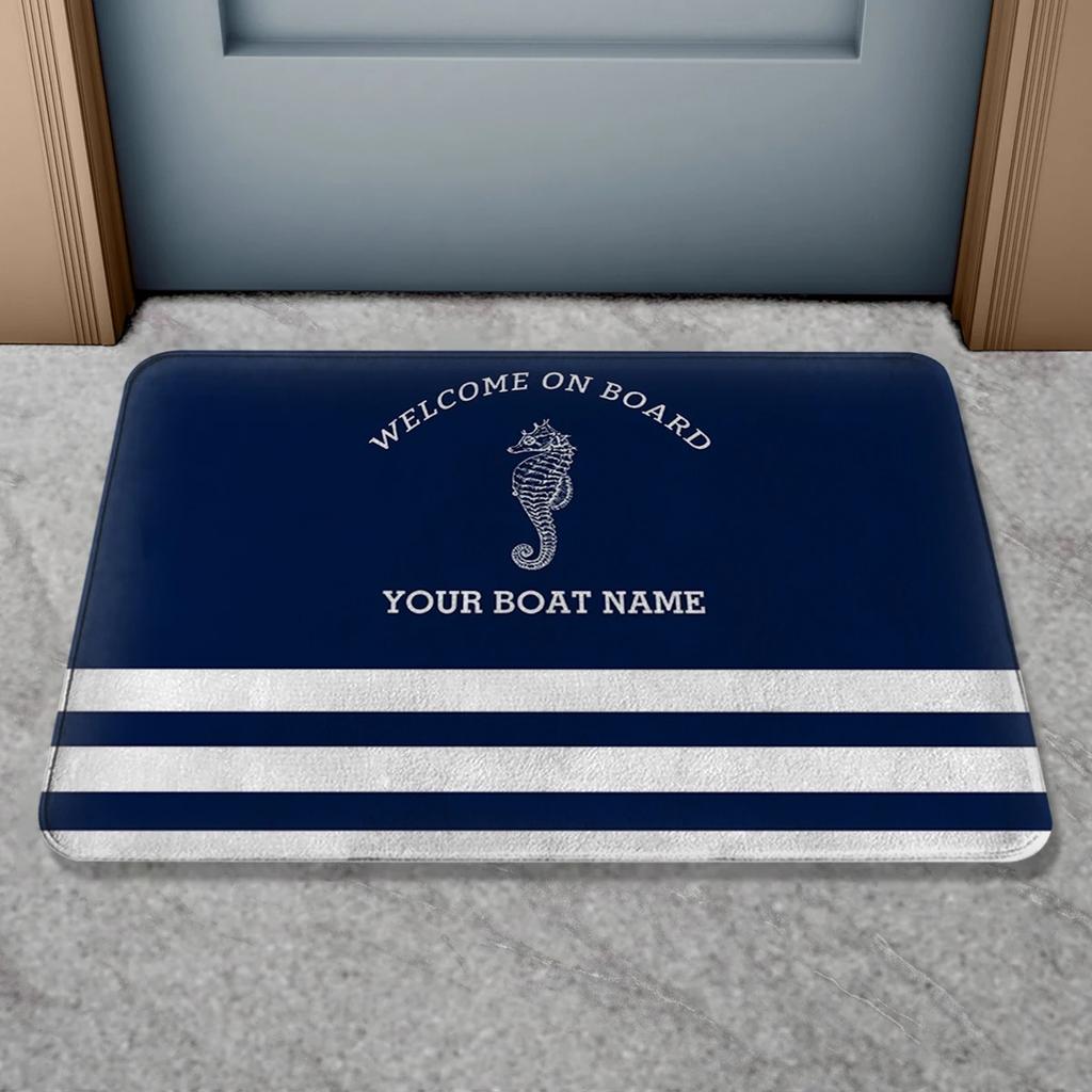 Classic Nautical Welcome Aboard Anchor Compass Ship Wheel Anti Slip Decorative Door Mat Bath Rug Indoor Outdoor Floor Mat