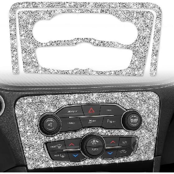 Toworldit Interior Accessories Bling Crystal Rhinestone Steering Wheel Dashboard Decoration Cover Trim Sticker Compatible with Dodge Challenger 2015-