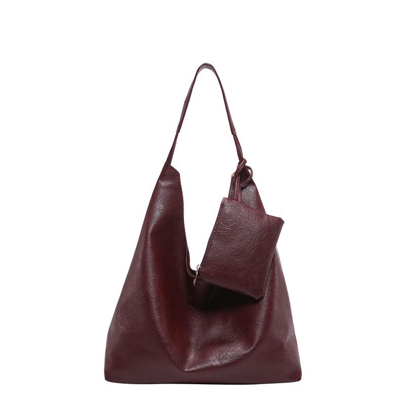 Classic Chic Two Piece Handbag Set For Women Stylish Commuter Shoulder Bag In Black And Brown