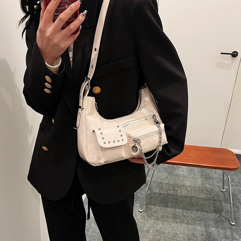 

Korean Style High-end Rivet Chain Envelope Shoulder Bag Street Fashion Pu Crossbody Bag Beige