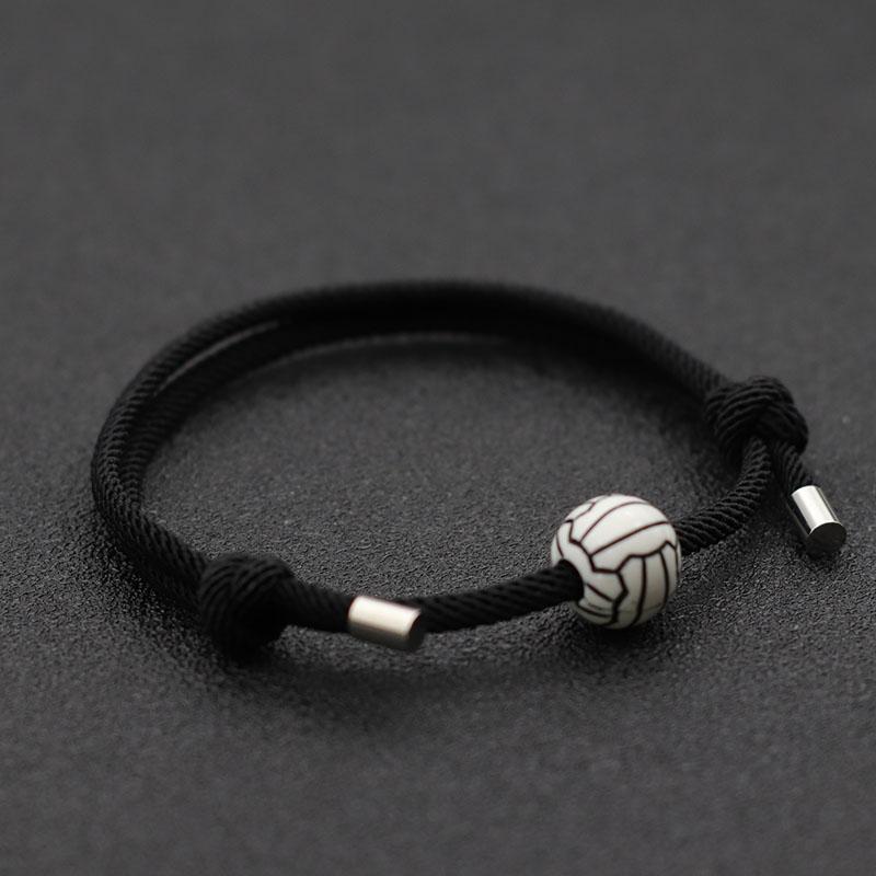 Pulsera de Voleibol de Moda para Hombres y Mujeres Pulsera Trenzada Ajustable Pulsera de Madera Vintage Brazalete para Gimnasio Regalo Joias