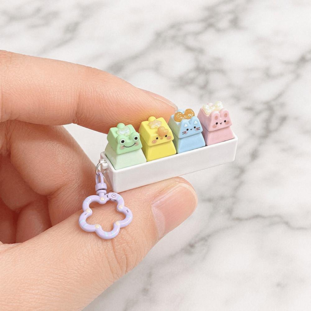 Finger Button Anti-stress Toy Pendant Cheese Calming Keychain Keys Fidget Keychain  Children Adults