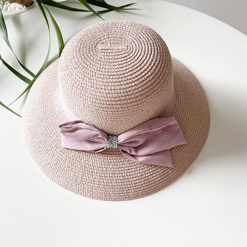Chic Round Top Wide Brim Sun Hat For Women Japanese Style Bowknot Fisherman Hat Straw Hat Ideal For Spring And Summer
