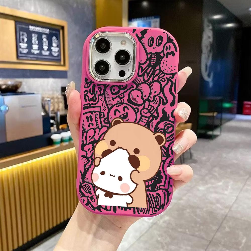 Phone Case: 2D Flat Design Suitable for iPhone 18 17 16 15 14 13 Pro Protective Case, Couple Style, Sweet Interactive Fun, Christmas and Halloween Gif