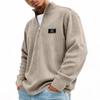 Men's Retro Corduroy Long Sleeve Shirt with Zip-Up Stand Collar Casual Top