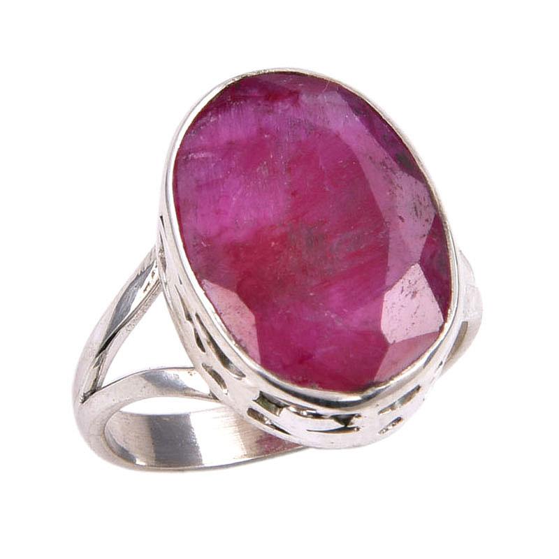 Red Ruby(Simulated) Gemstone Handmade 925 Sterling Silver Gift Ring S.6.5 G4i69
