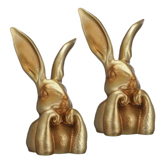 Osterhase Figur Vintage Gold Harz Hase Statue Frühlingshase Tischmittelstück für Zuhause Innen Dekoration