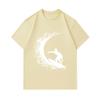 Men's 100% Cotton Crew Neck Short Sleeve T-Shirt, Cool Surfer Curl Wave Silhouette Print Casual Summer Breathable Tee Top For Daily Wear